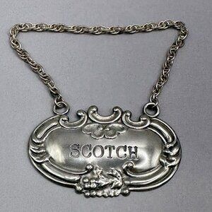 Wallace SCOTCH Decanter Label Tag Bottle Sterling Silver Rococo Scroll Cartouche